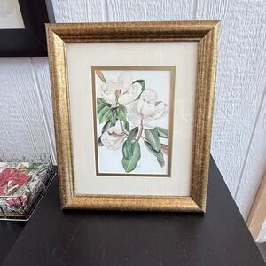 Barbara Long Iconic Southern Charm Magnolia Print Gold Framed 8"x10"